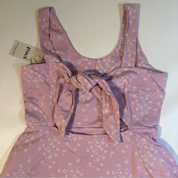 NWT Pact Organic Cotton Blend Tie Back Fit & Flare Dress Wild English Lavender - Picture 1 of 12